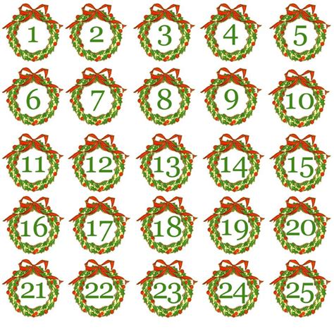 Advent Printable Numbers Designs