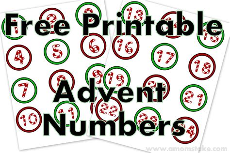 Advent Printable Numbers Examples