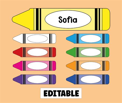 Crayon Name Tags Printable ideas