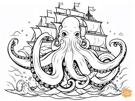 Kraken Monster Printable Coloring Pages