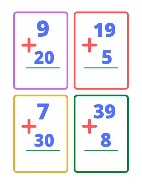 Addition flashcard with images and diagrams