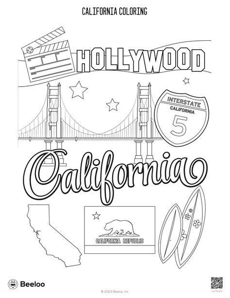 California coloring pages for kids and adults