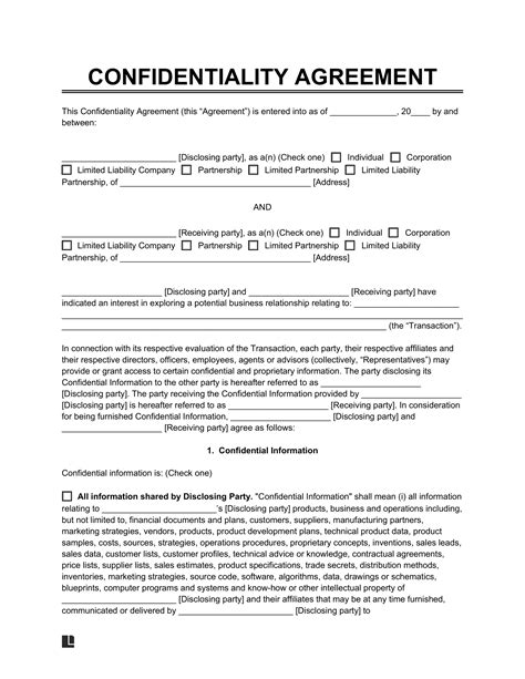 Confidentiality Agreement Cover Sheet 4