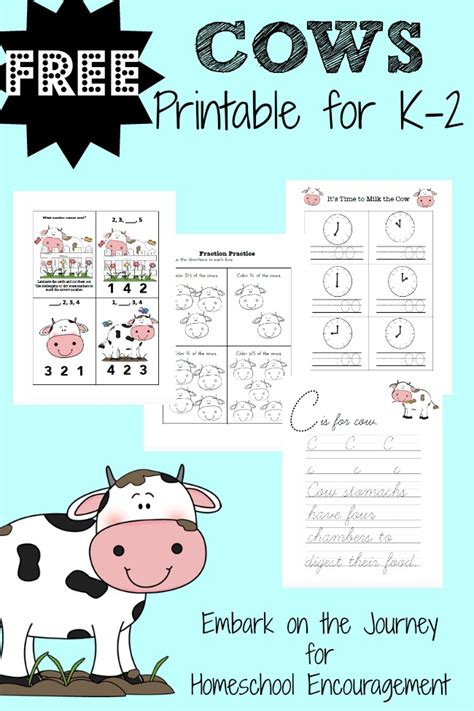 Cow picture printables for education