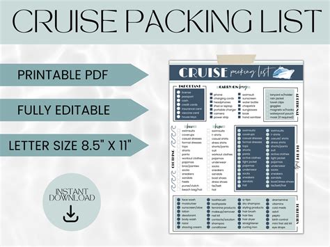 Cruise printable list