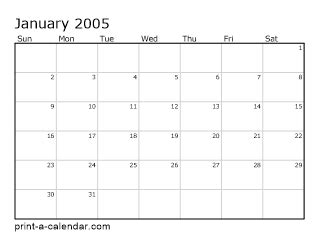 customizing 2005 printable calendar