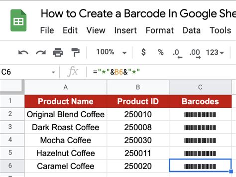 Google Sheets Barcode