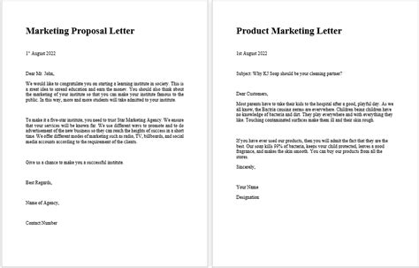 Marketing Materials Printable Letters