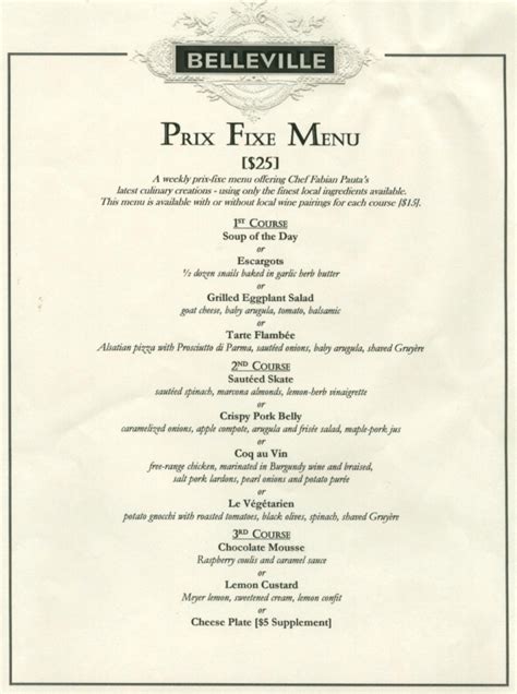 Pre Fixe Menu Photos