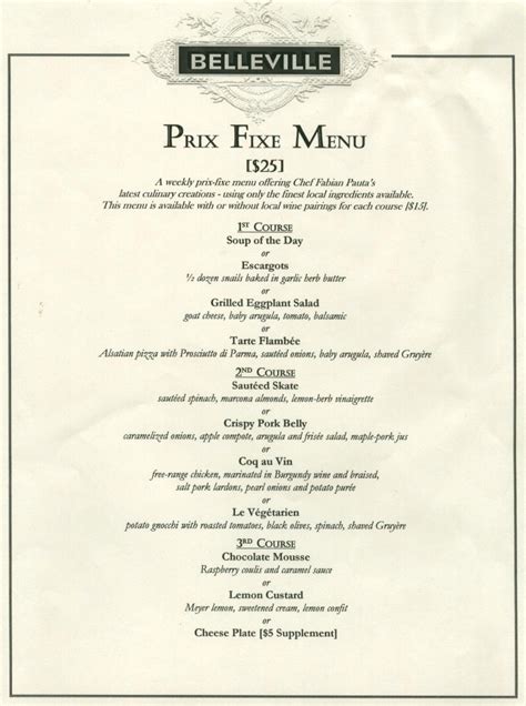 Pre Fixe Menu Templates