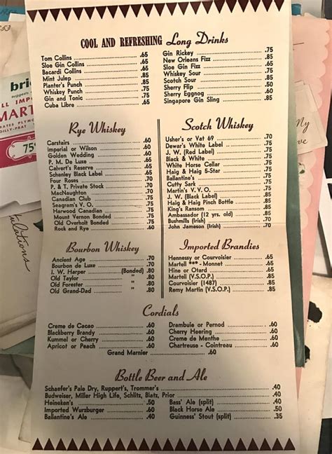 Rail Drinks Menu