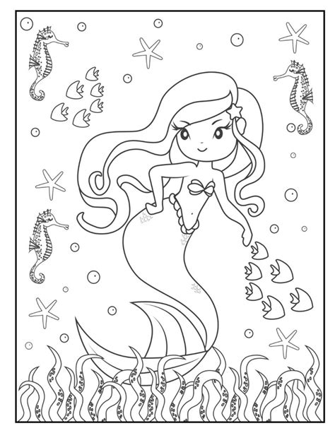 Underwater Mermaid Scene Coloring